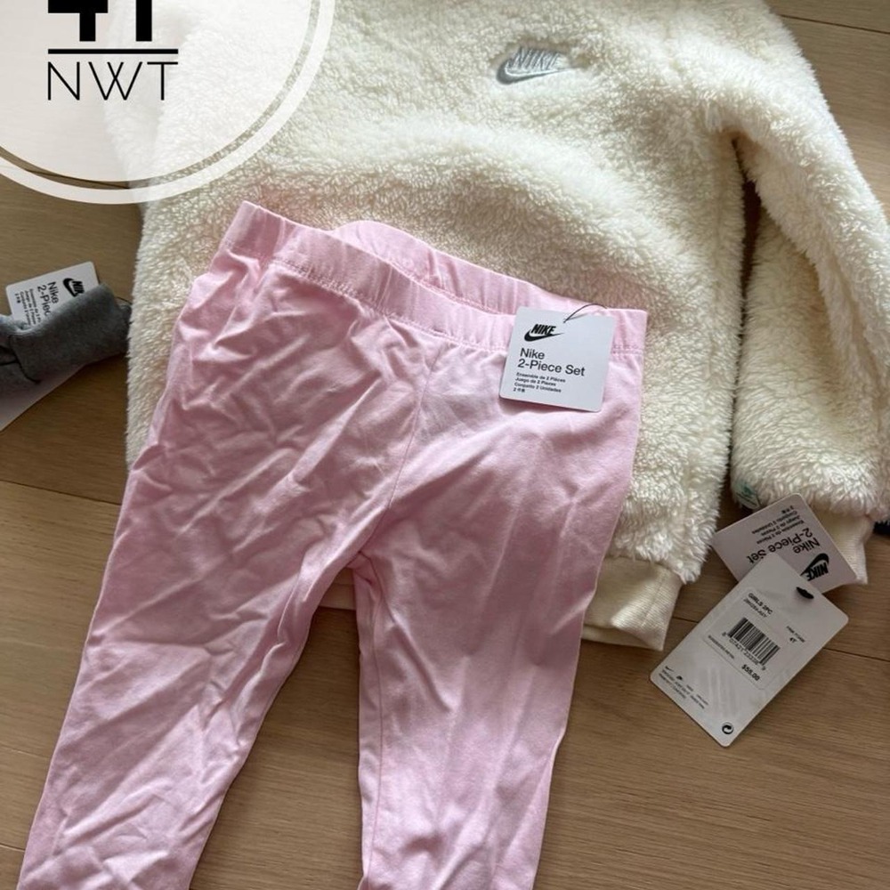 New Nike Sherpa Fleece Sweatshirt Matching Pants Outfit - 4T set